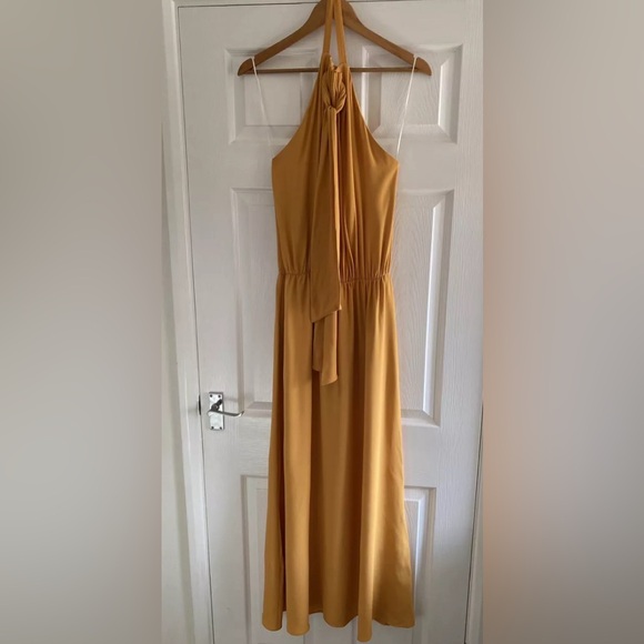 ZARA Limited Edition Mustard Yellow Halter Neck Maxi Dress - Picture 4 of 14